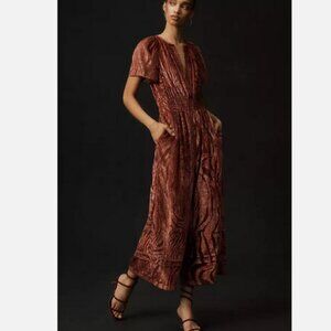 NWT Anthropologie MP The Somerset Jumpsuit Velvet Burnout Edition M Petite New